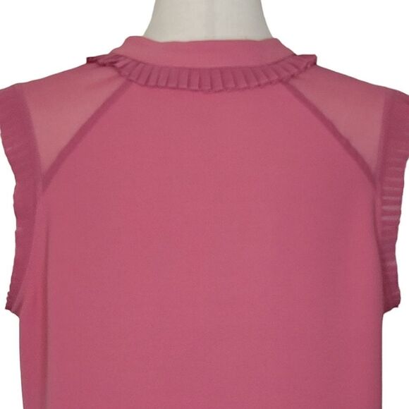 Soft Surroundings Nyssa Pink Pleated V-neck Sleeveless Pullover Blouse Size M - Picture 6 of 9